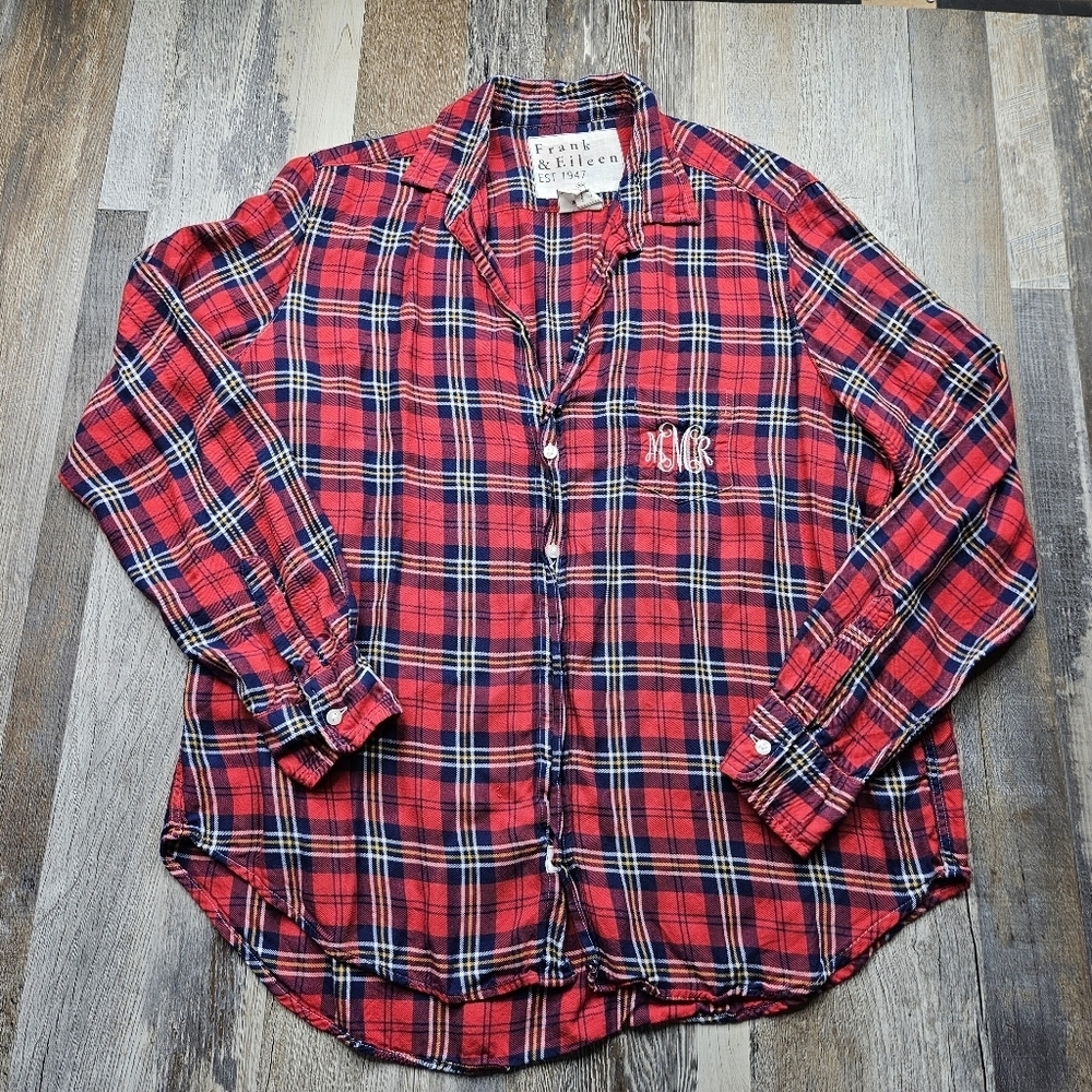 Frank & Eileen Relaxed Button Up Shirt Red Plaid Women's Xs